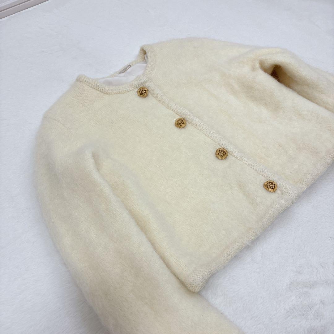 極美品✨【SNIDEL】モヘヤニットジャケット 金ボタン 丈短 フリーサイズ