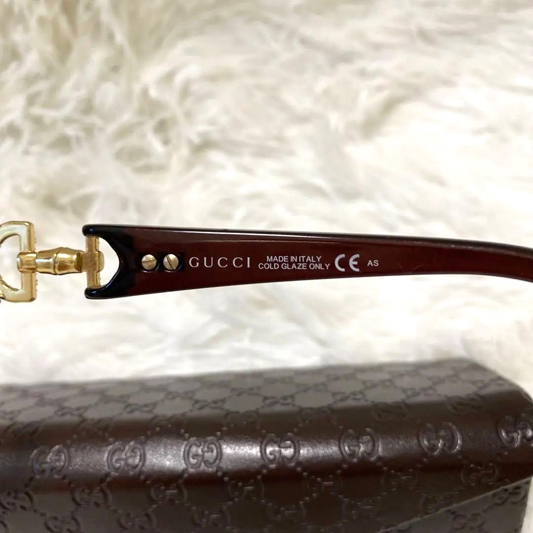 GUCCI メガネ ブラウン ストーン ケースあり クリーナーあり