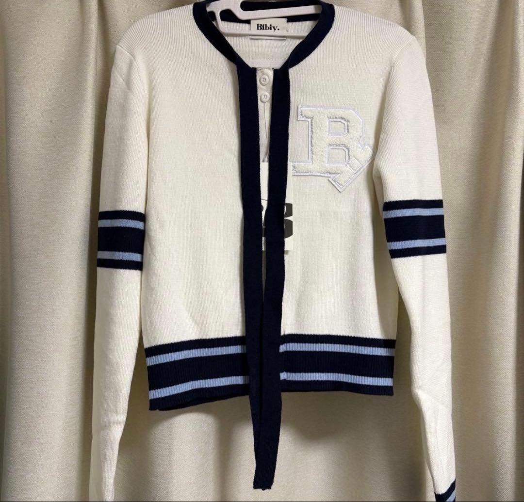【匿名配送】Bibiy. B. CLUB TIE CARDIGAN ホワイト