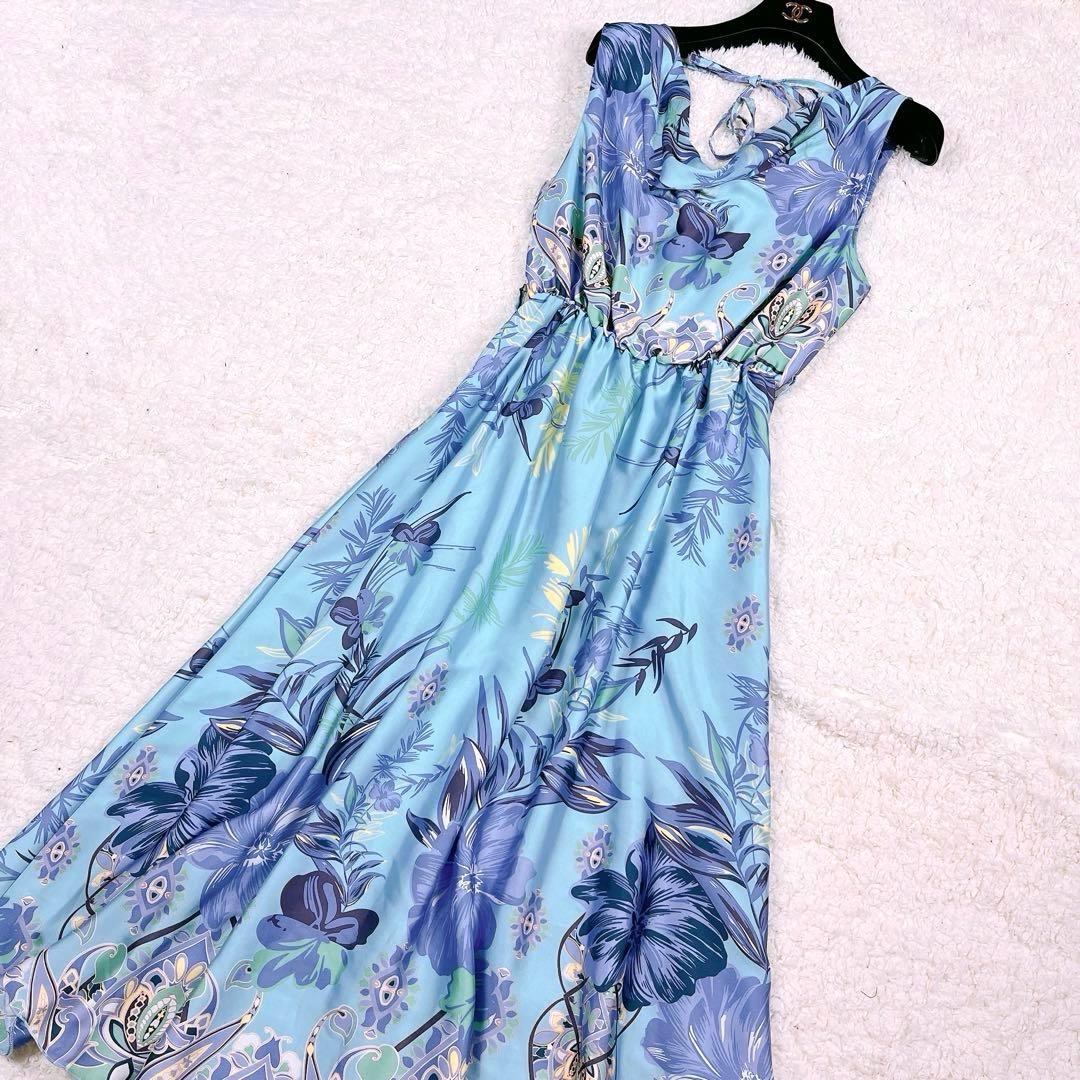 RINASCIMENTO 花柄 ペイズリー ロング ドレス ワンピース サテン