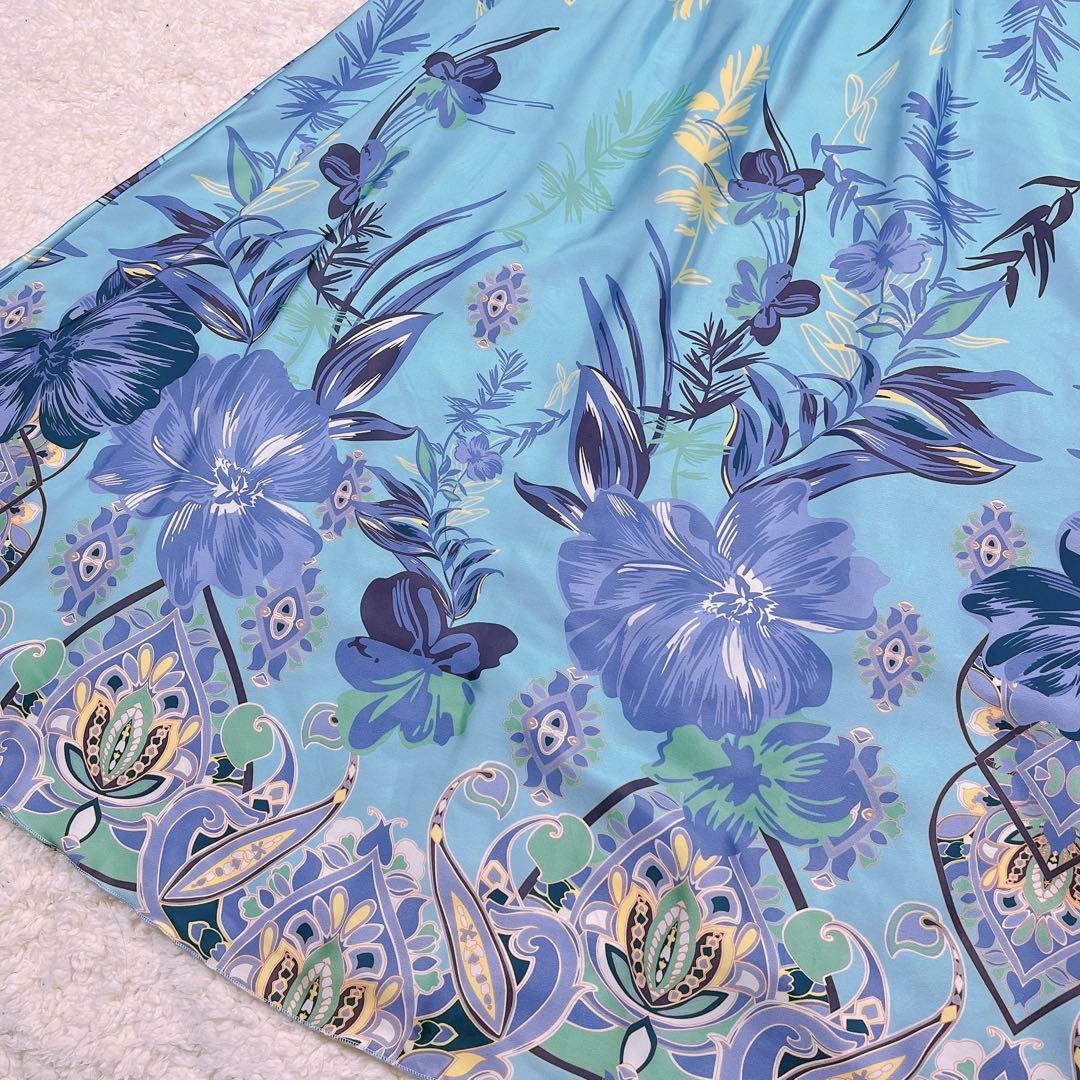 RINASCIMENTO 花柄 ペイズリー ロング ドレス ワンピース サテン