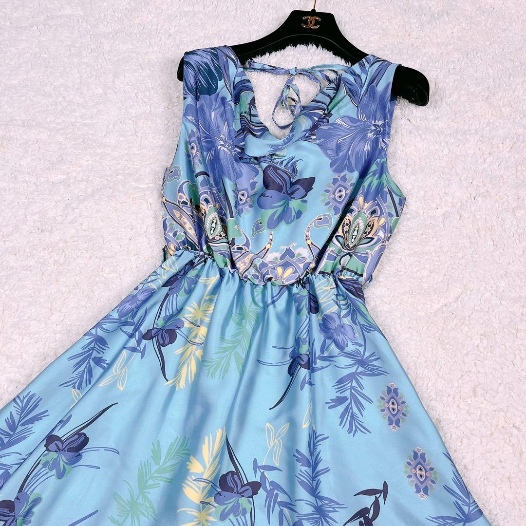 RINASCIMENTO 花柄 ペイズリー ロング ドレス ワンピース サテン