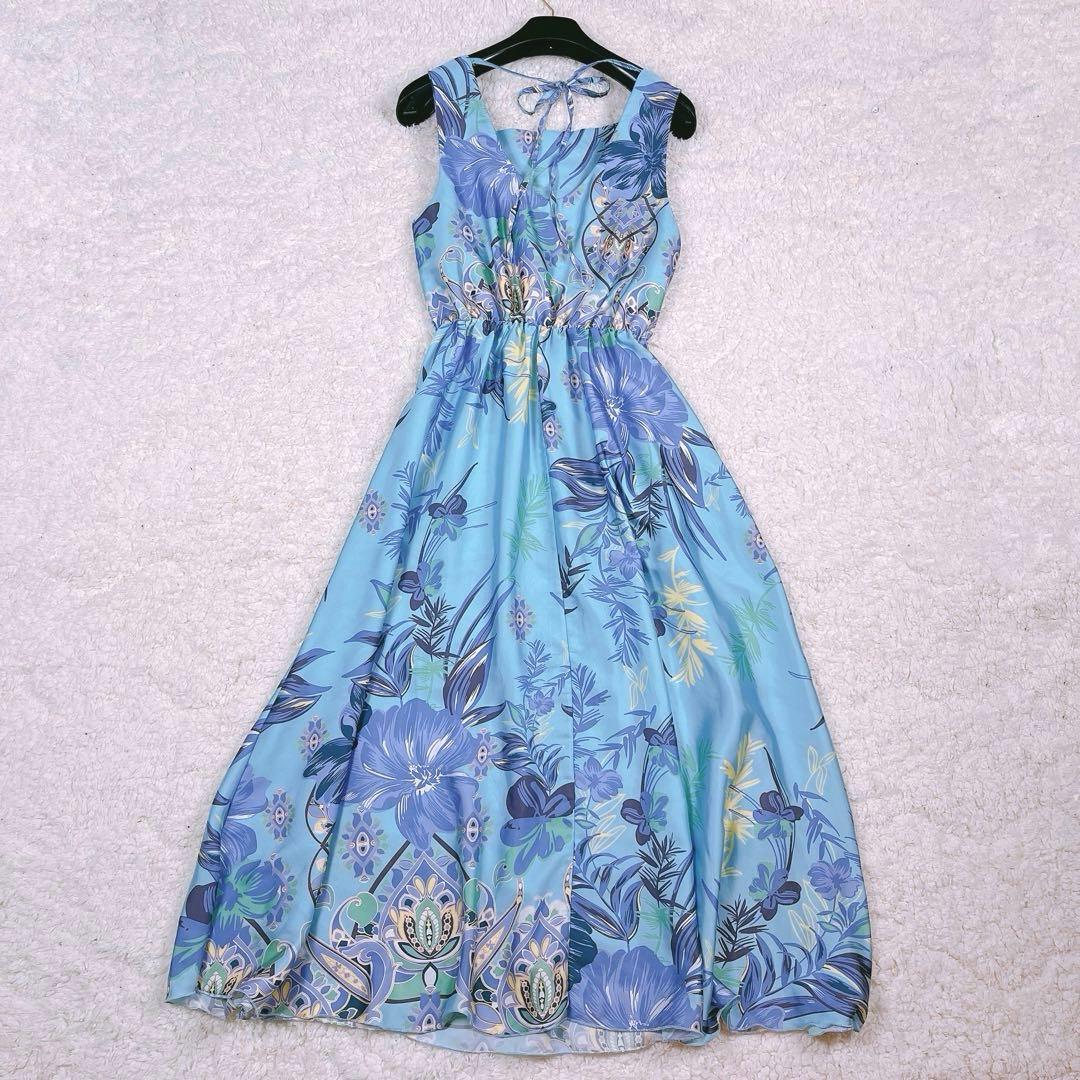 RINASCIMENTO 花柄 ペイズリー ロング ドレス ワンピース サテン
