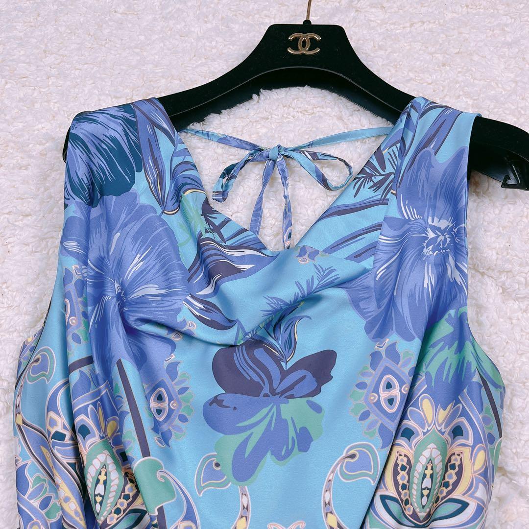 RINASCIMENTO 花柄 ペイズリー ロング ドレス ワンピース サテン