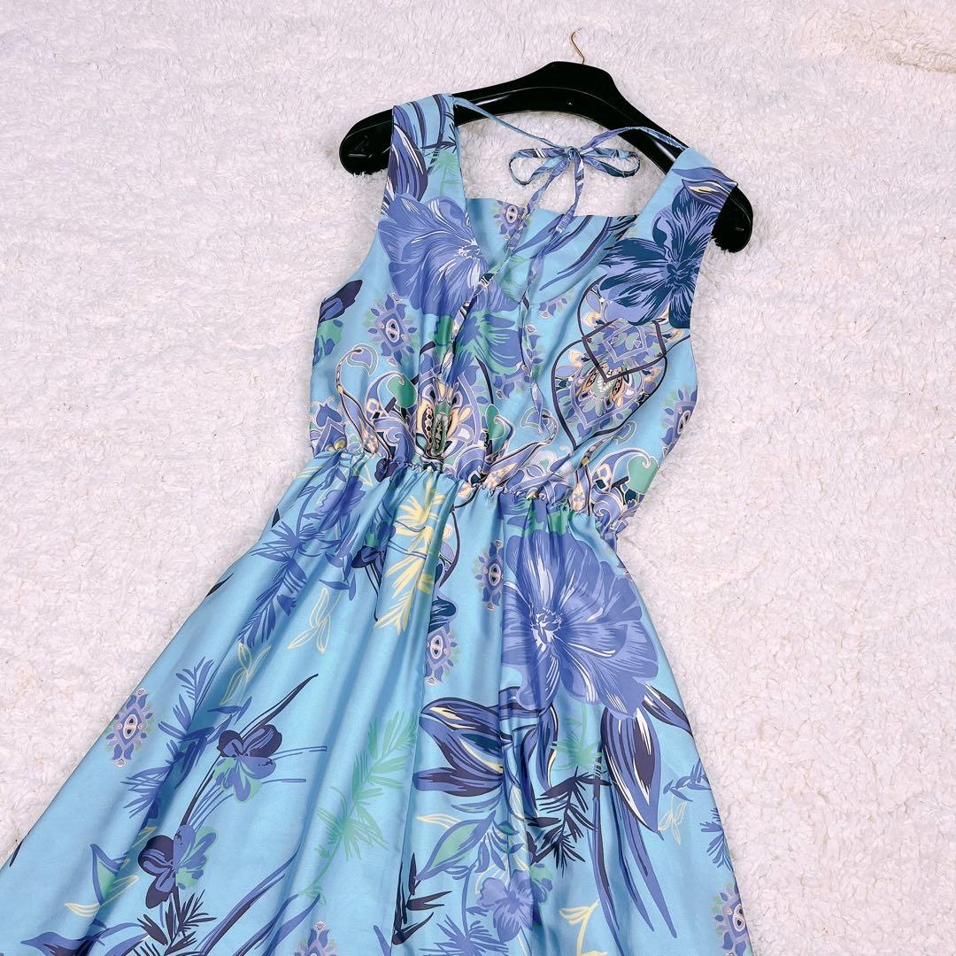 RINASCIMENTO 花柄 ペイズリー ロング ドレス ワンピース サテン