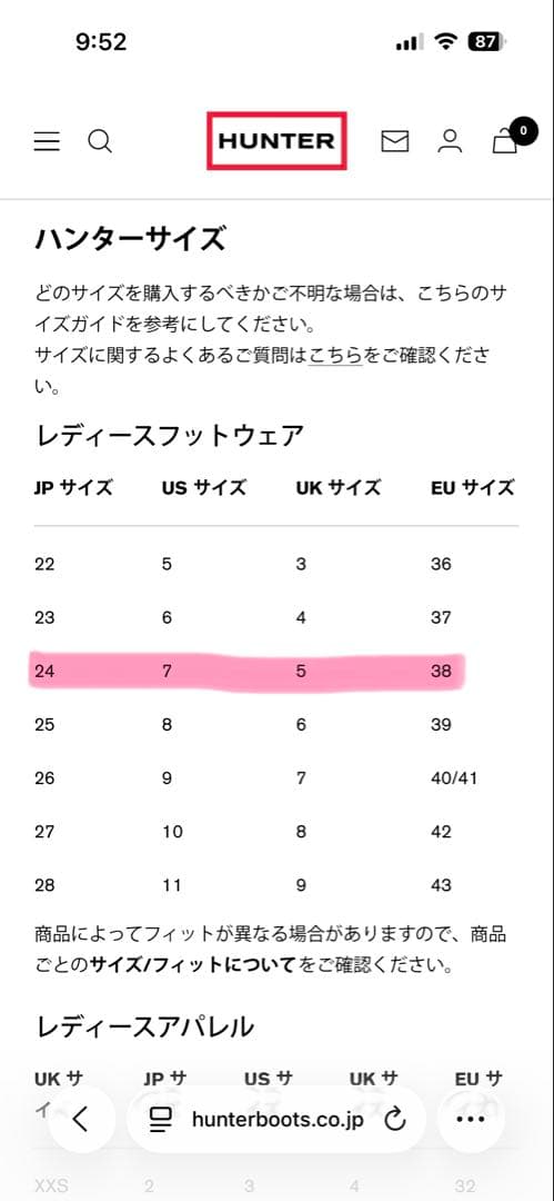 HUNTER ハンター レインブーツ　24センチ
