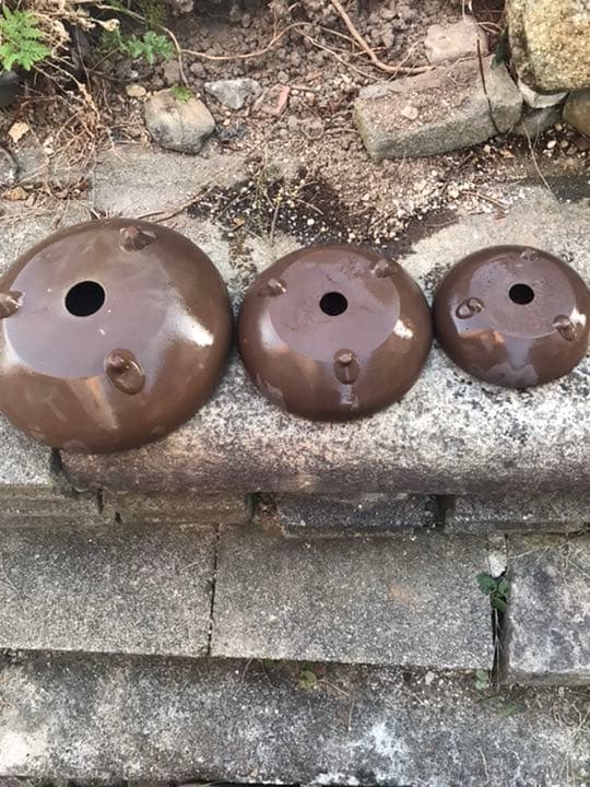 盆栽鉢　時代丸縁入り3つ足盆栽鉢30cm23cm19cm3個セット山野草植木鉢