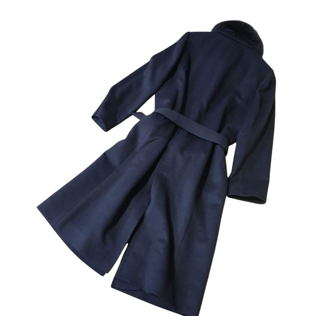 【カシミヤ100% ブルーフォックス】 I'hiver ロングコート ベルト付き