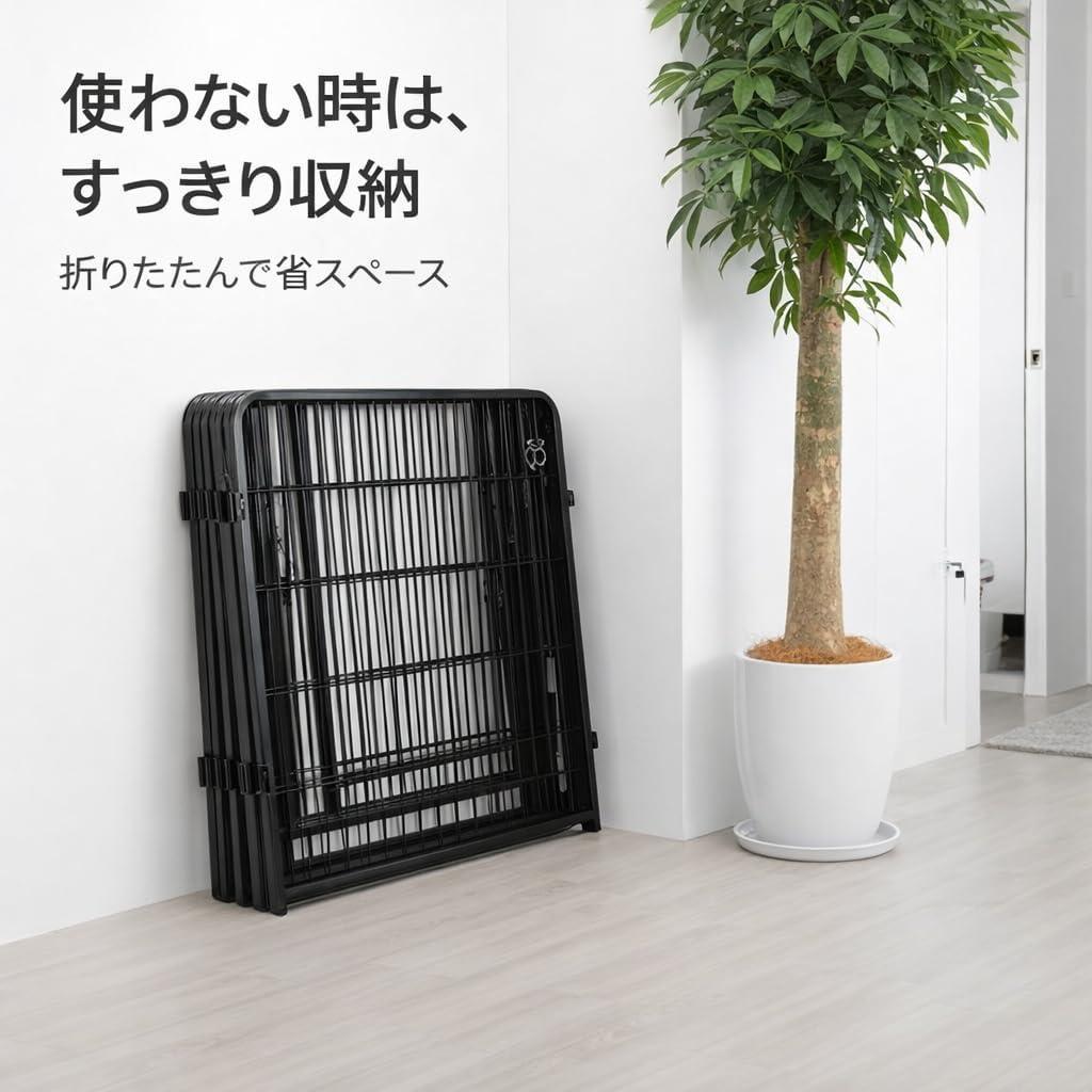 【新品】牧小苫 msmr ペットサークル 折りたたみ式 ブラック 高さ80cm