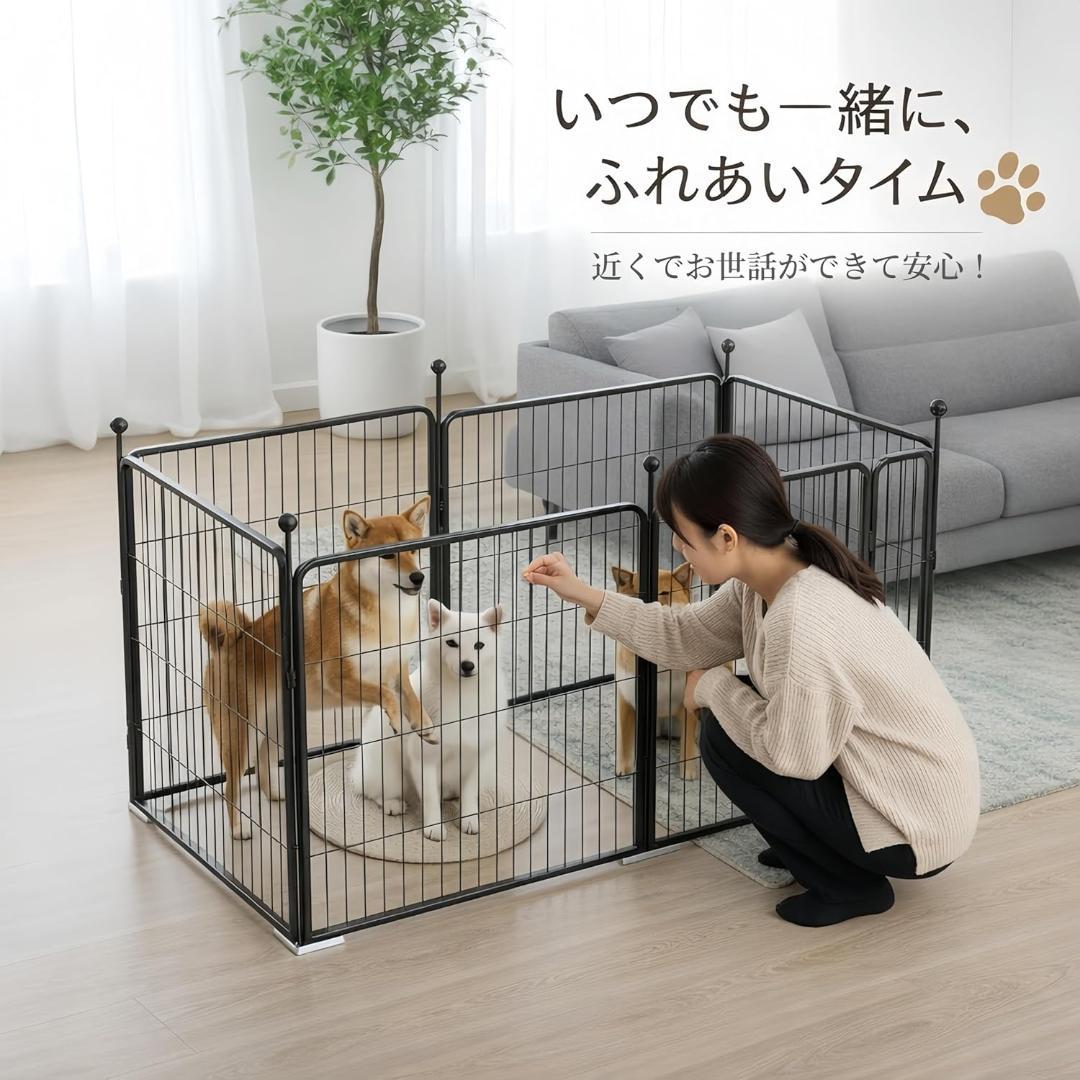 【新品】牧小苫 msmr ペットサークル 折りたたみ式 ブラック 高さ80cm