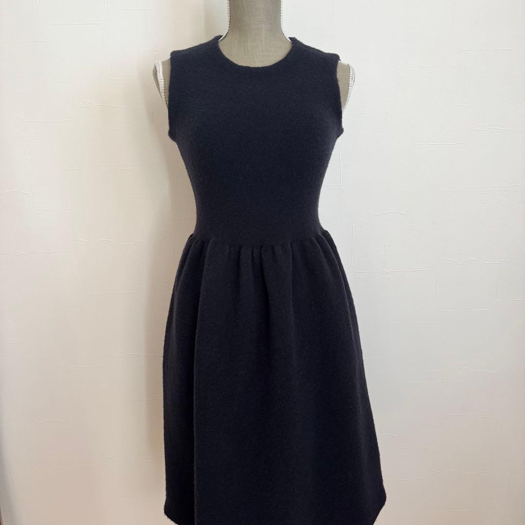 drawer ドゥロワー ノースリーブ　カシミヤ混　ワンピース　黒