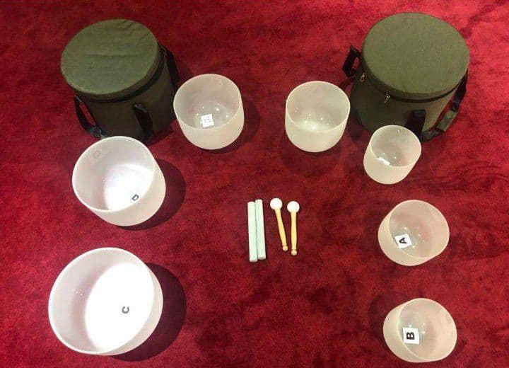 クォーツ　クリスタルボウル　7個セット　A＝432Hz マレット　ケース付