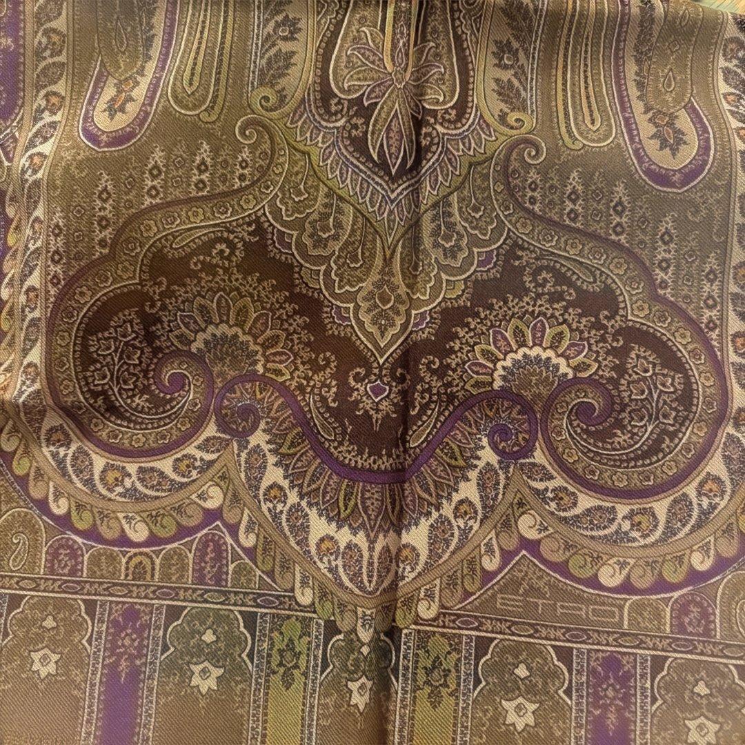 ETRO エトロ　ペイズリー柄 ストール　ブラウン　パープル