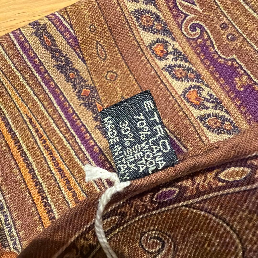 ETRO エトロ　ペイズリー柄 ストール　ブラウン　パープル