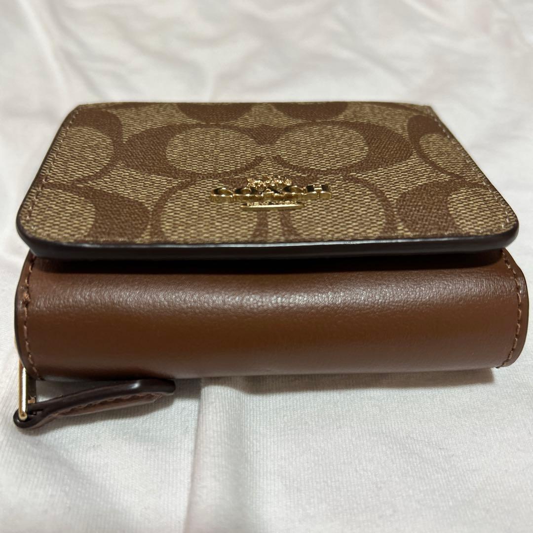 COACH モノグラム 三つ折り財布 ブラウン