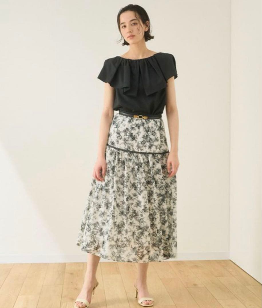 ANAYI モノトーンフラワースカート 36サイズ