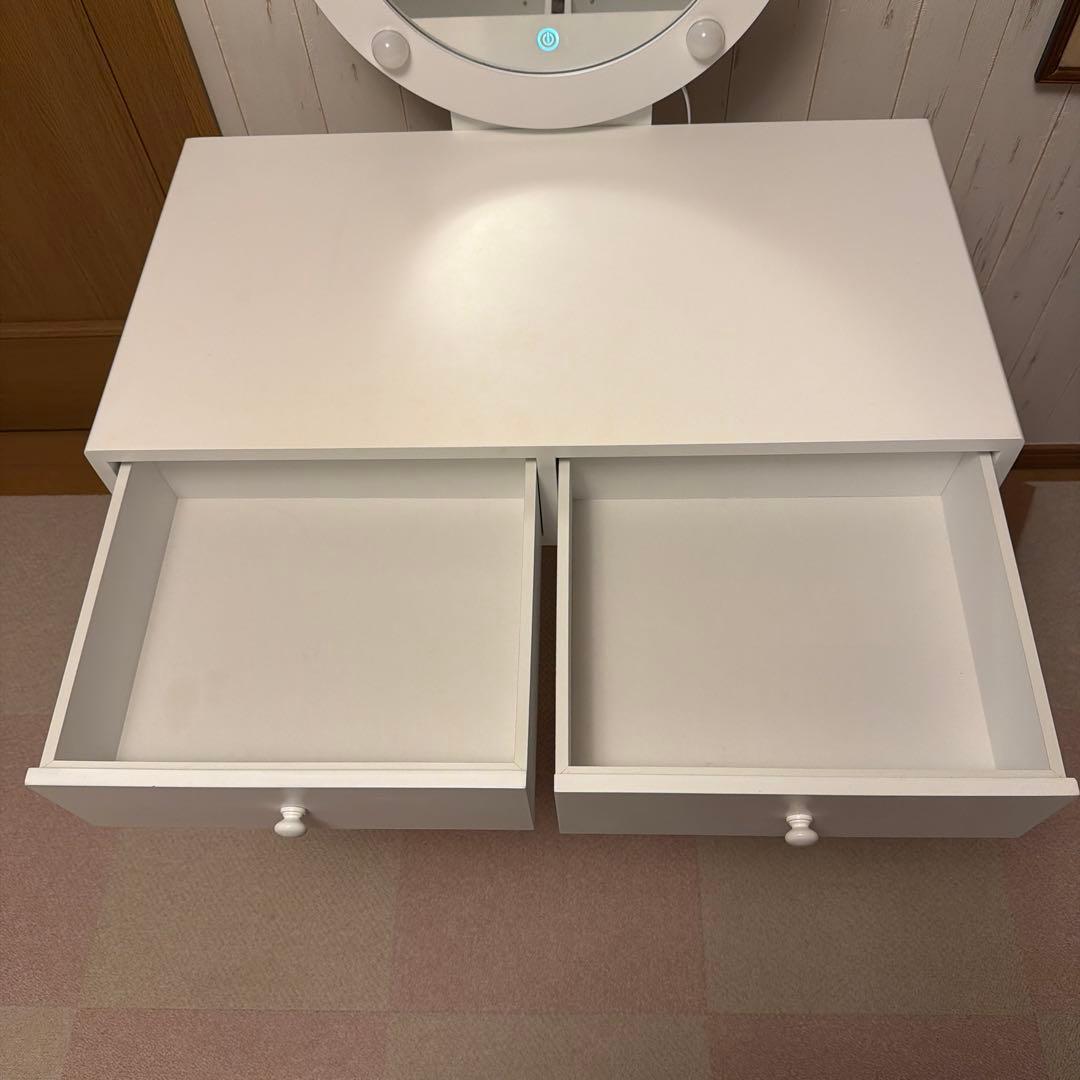 【送料込み・匿名配送】LEDライト付きドレッサー 鏡取り外し可 2段引き出し付き