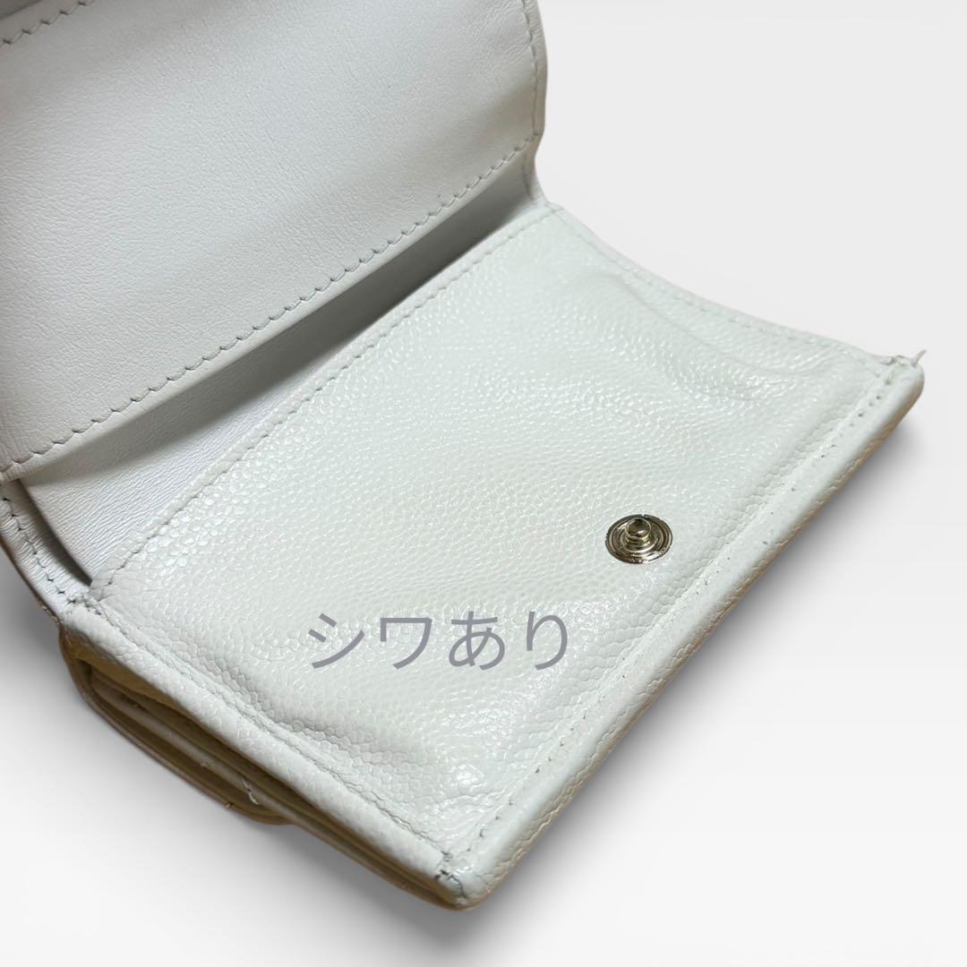 【CHANEL】シャネル三つ折り財布☆ホワイト☆限定☆内側デザインが可愛い