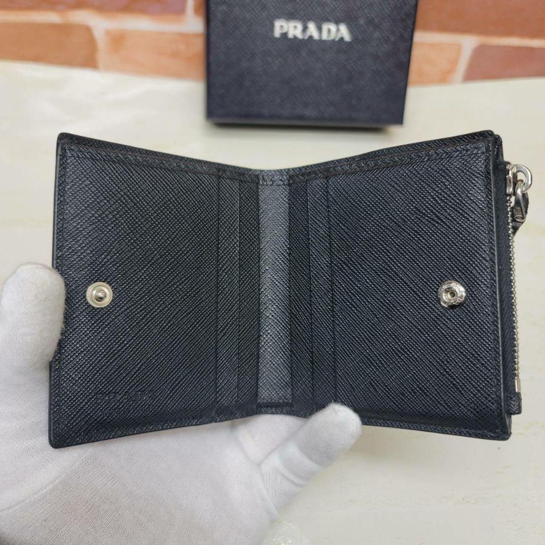 ほぼ未使用PRADA☆鑑定済☆サフィアーノ 2ML049 黒 プラダ財布