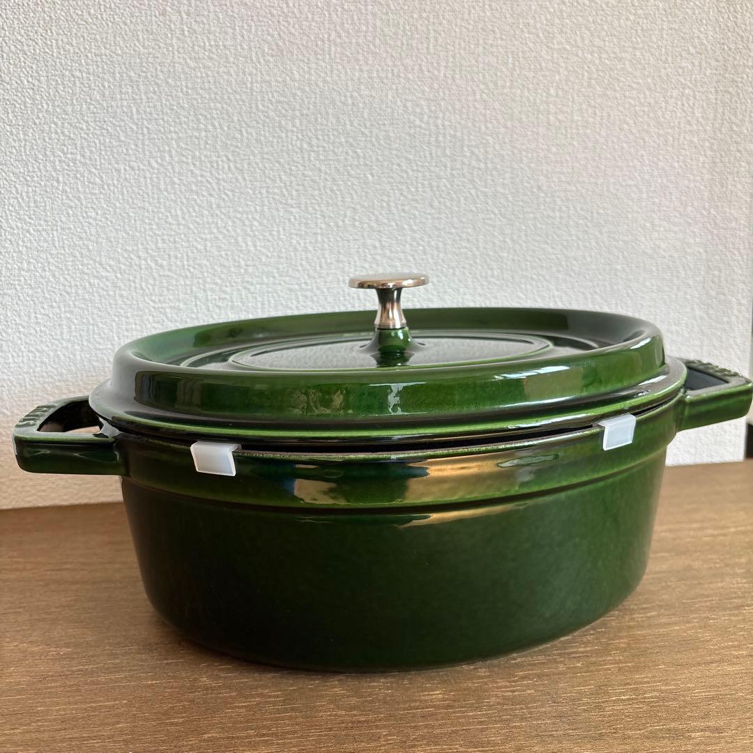 STAUB ココットオーバル27cm アニマルノブ(チキン)付