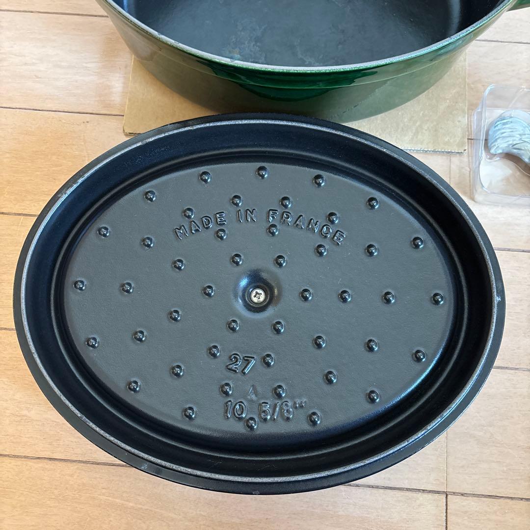 STAUB ココットオーバル27cm アニマルノブ(チキン)付