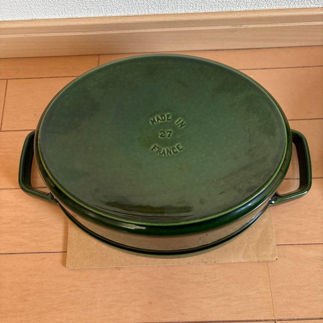 STAUB ココットオーバル27cm アニマルノブ(チキン)付