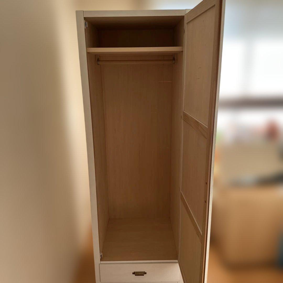 モモナチュラル　ホワイト木製チェスト 引き出し付き