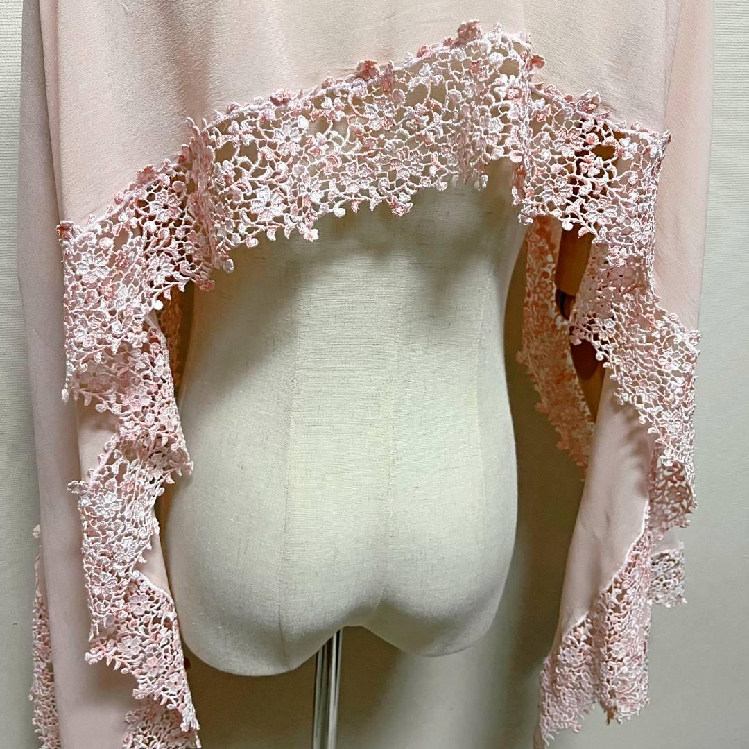 銀座和光 シルク100 イタリア製 ジョーゼット 花柄 レース 刺繍 ストール