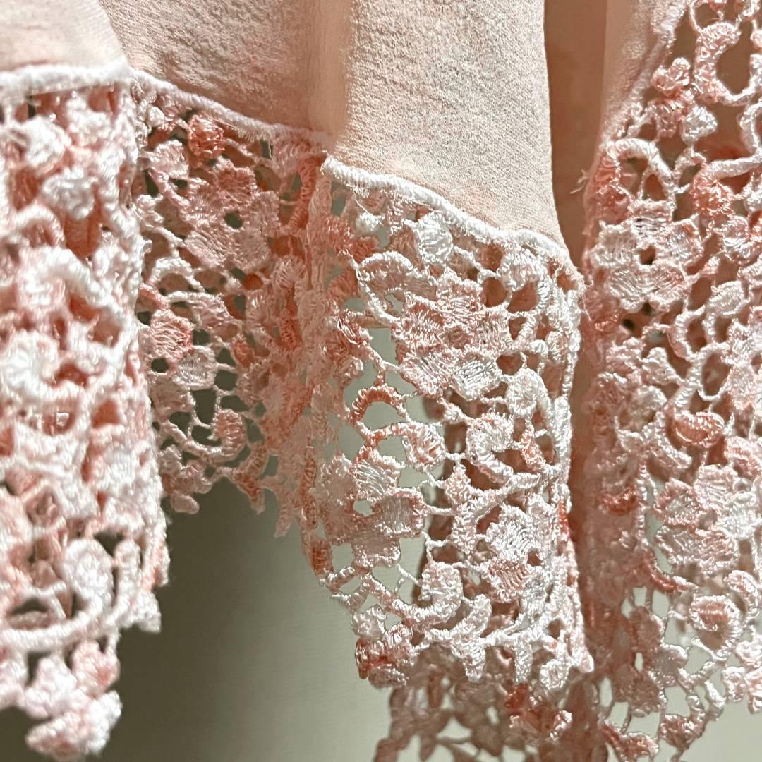 銀座和光 シルク100 イタリア製 ジョーゼット 花柄 レース 刺繍 ストール