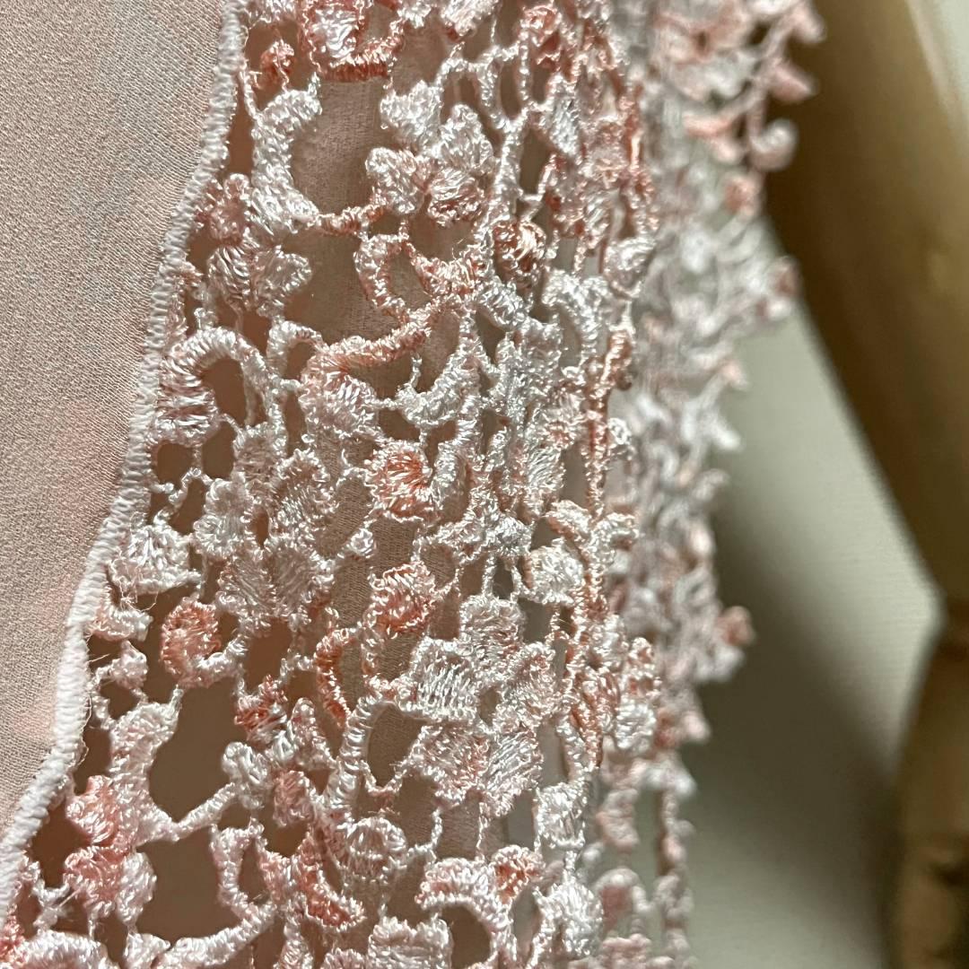 銀座和光 シルク100 イタリア製 ジョーゼット 花柄 レース 刺繍 ストール