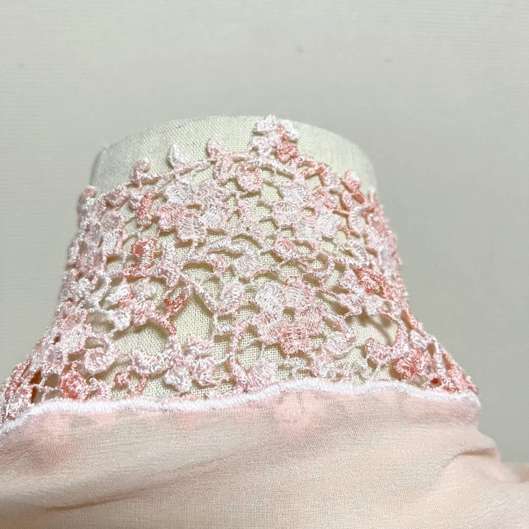 銀座和光 シルク100 イタリア製 ジョーゼット 花柄 レース 刺繍 ストール