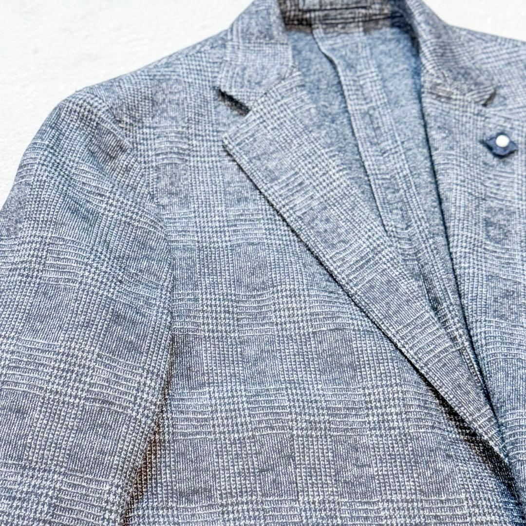 LARDINI ラルディーニ テーラードジャケット 52 グレンチェック グレー
