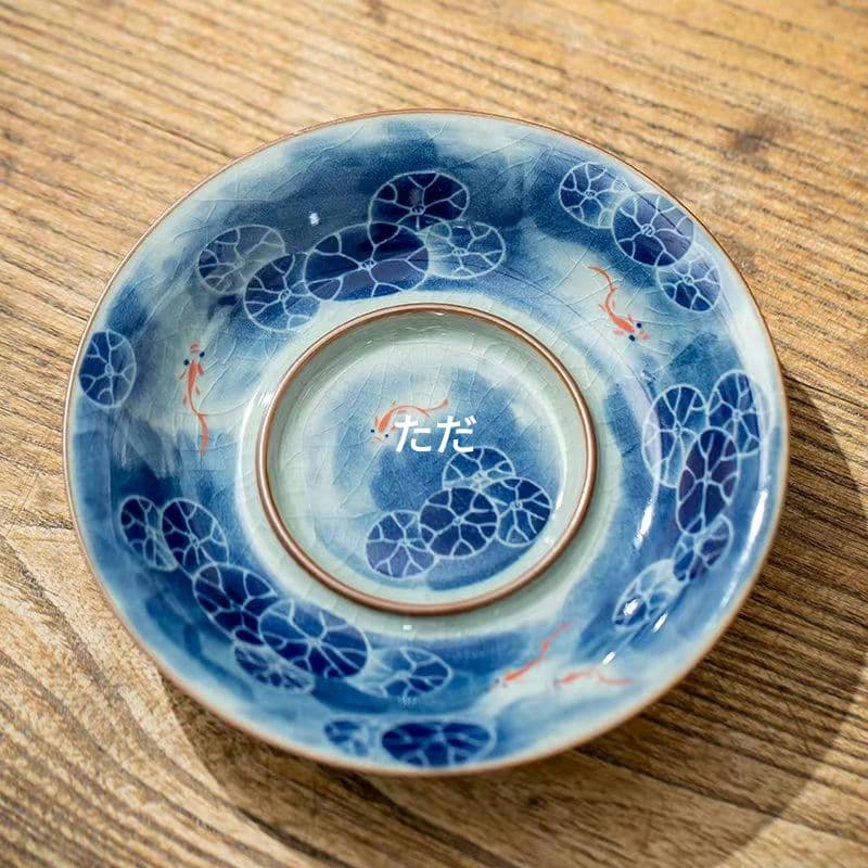 魚戯荷塘陶泥三才蓋碗 中国茶器 景徳镇 蓋付き茶器 飲茶食器 煎茶具 未使用品