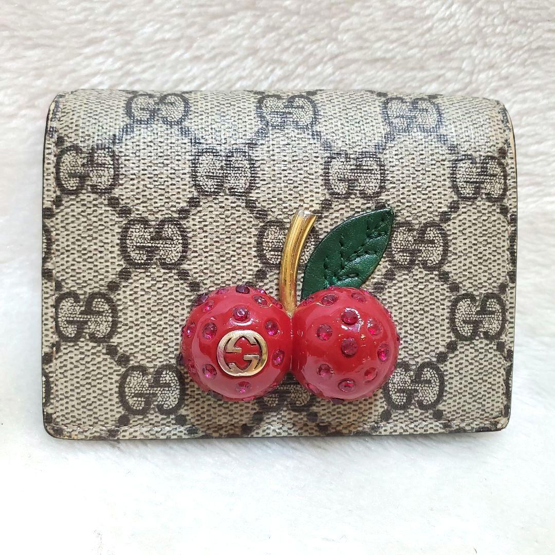 極美品 希少 GUCCI　さくらんぼ　GGスプリーム　レザー　チェリー