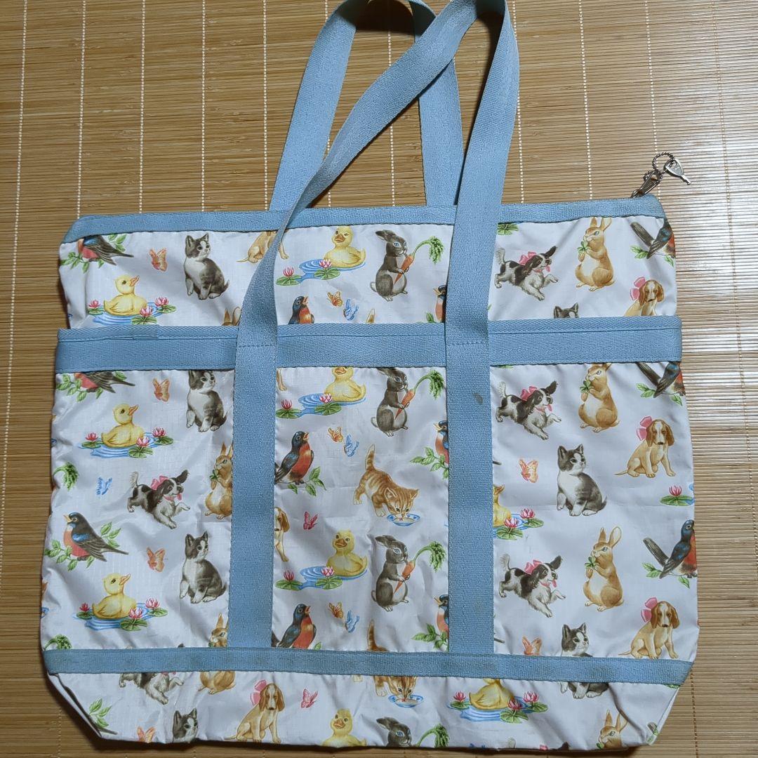 大容量　特大　レスポートサック　ストーリーブック　動物　猫　犬　兎　レア　トート