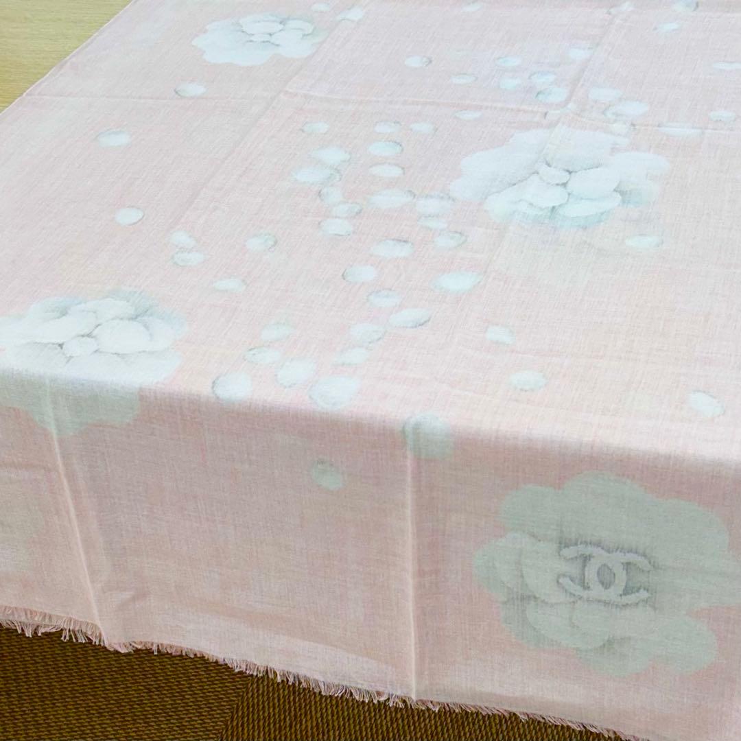 【新品同様】正規店購入品 シャネル カメリア ストール カシミヤ シルク ピンク