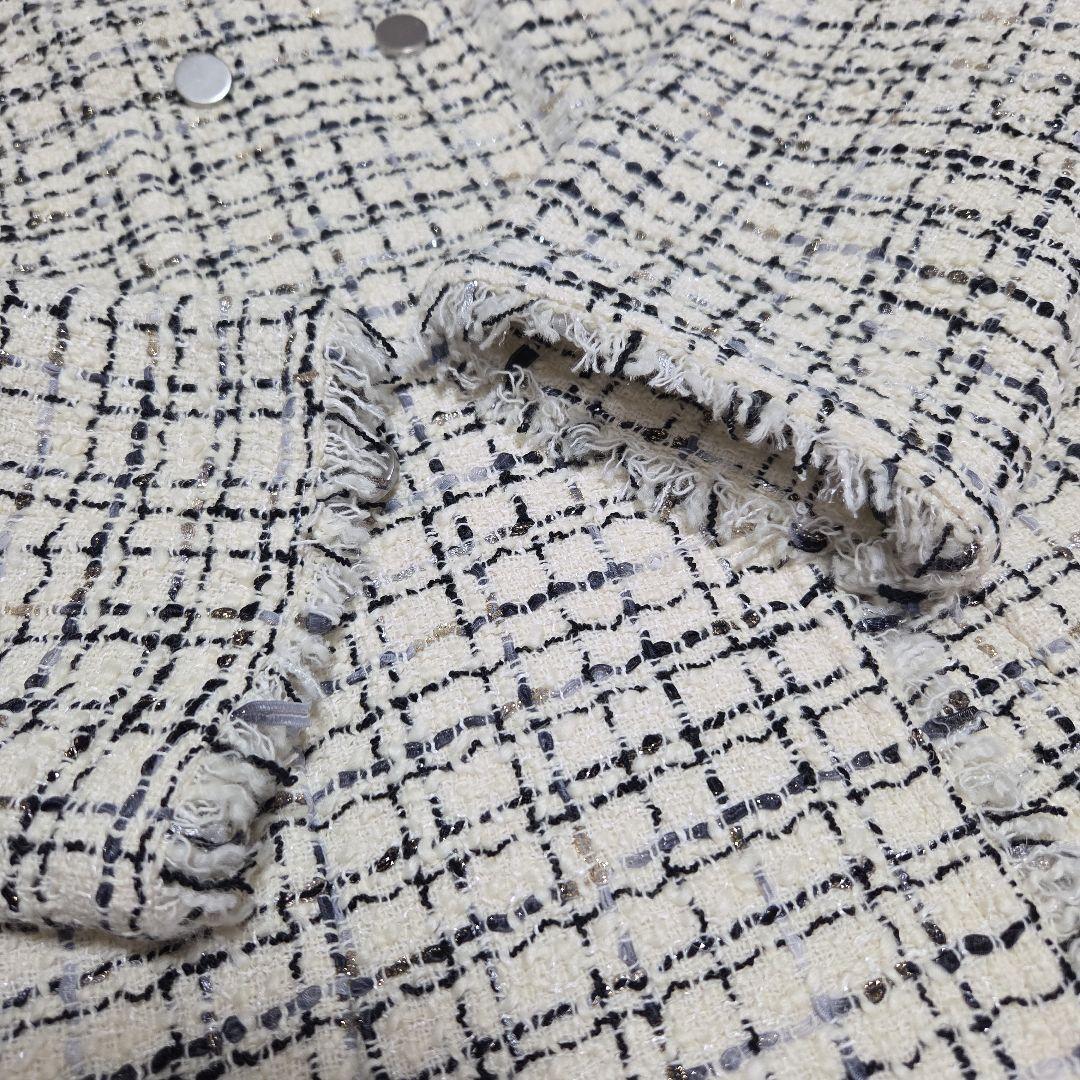 theory luxe 22AW ツイード ノーカラージャケット サイズ38