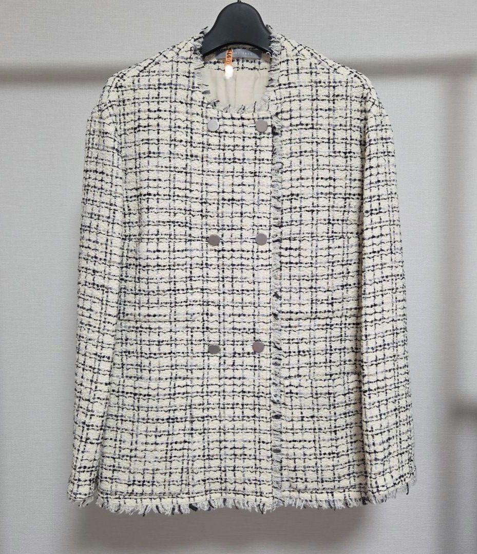 theory luxe 22AW ツイード ノーカラージャケット サイズ38