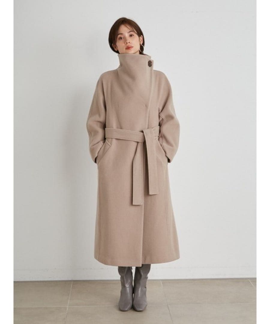 SNIDEL スナイデル ウールカシミヤビッグスタンドコート ベージュ ブラウン