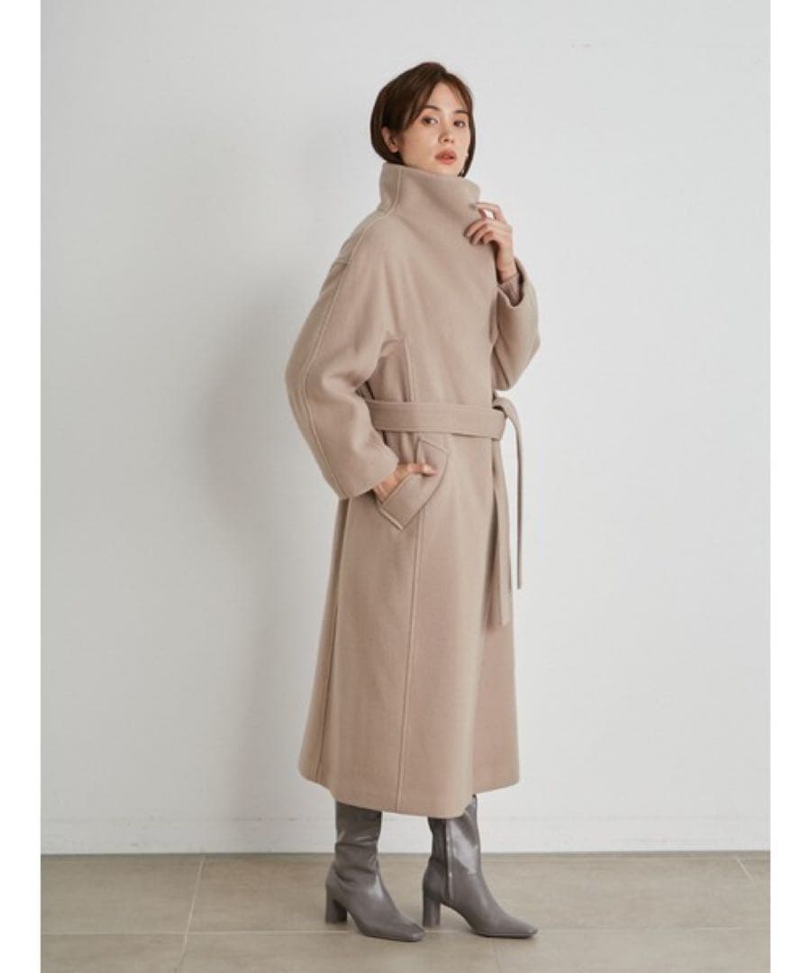 SNIDEL スナイデル ウールカシミヤビッグスタンドコート ベージュ ブラウン