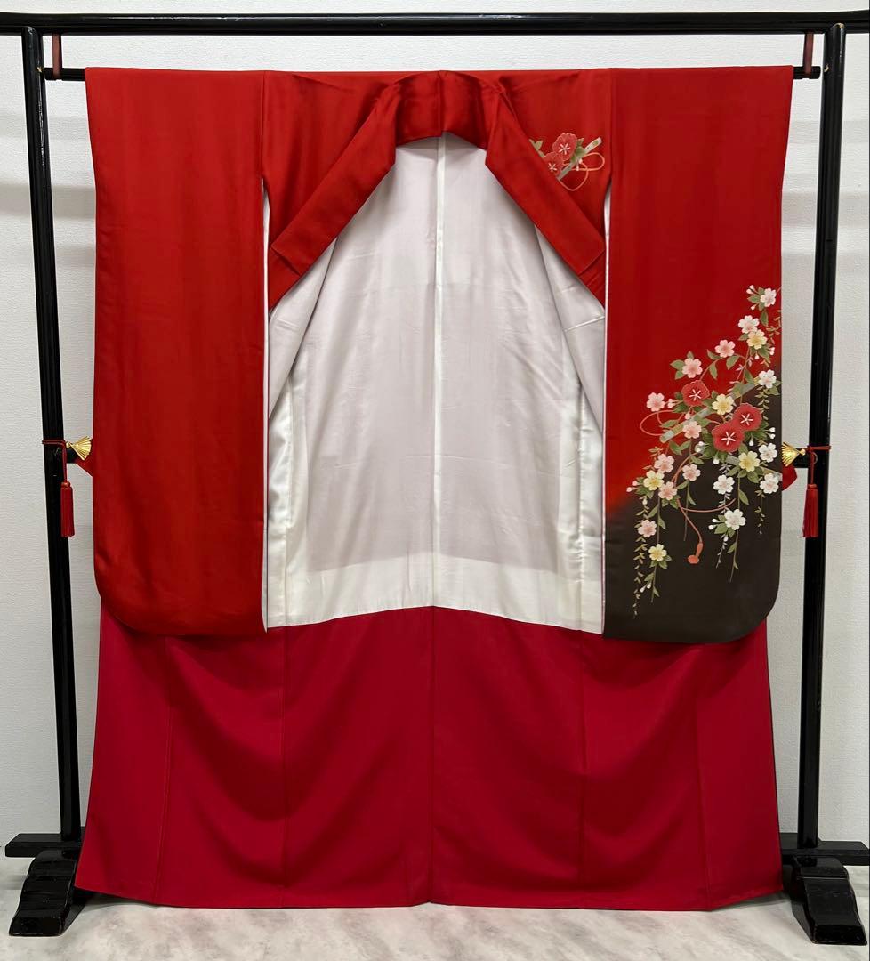 振り袖　フルセット　別誂長襦袢　赤　成人式　ガード加工　金彩加工　桜　816