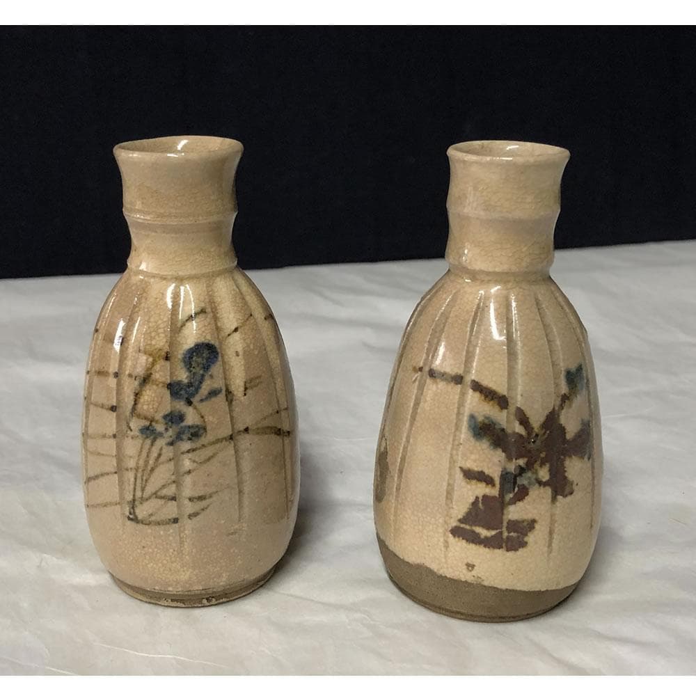 e2259 古清水 茶筅形 徳利 一対 高さ9cm 木箱入り 茶筅徳利
