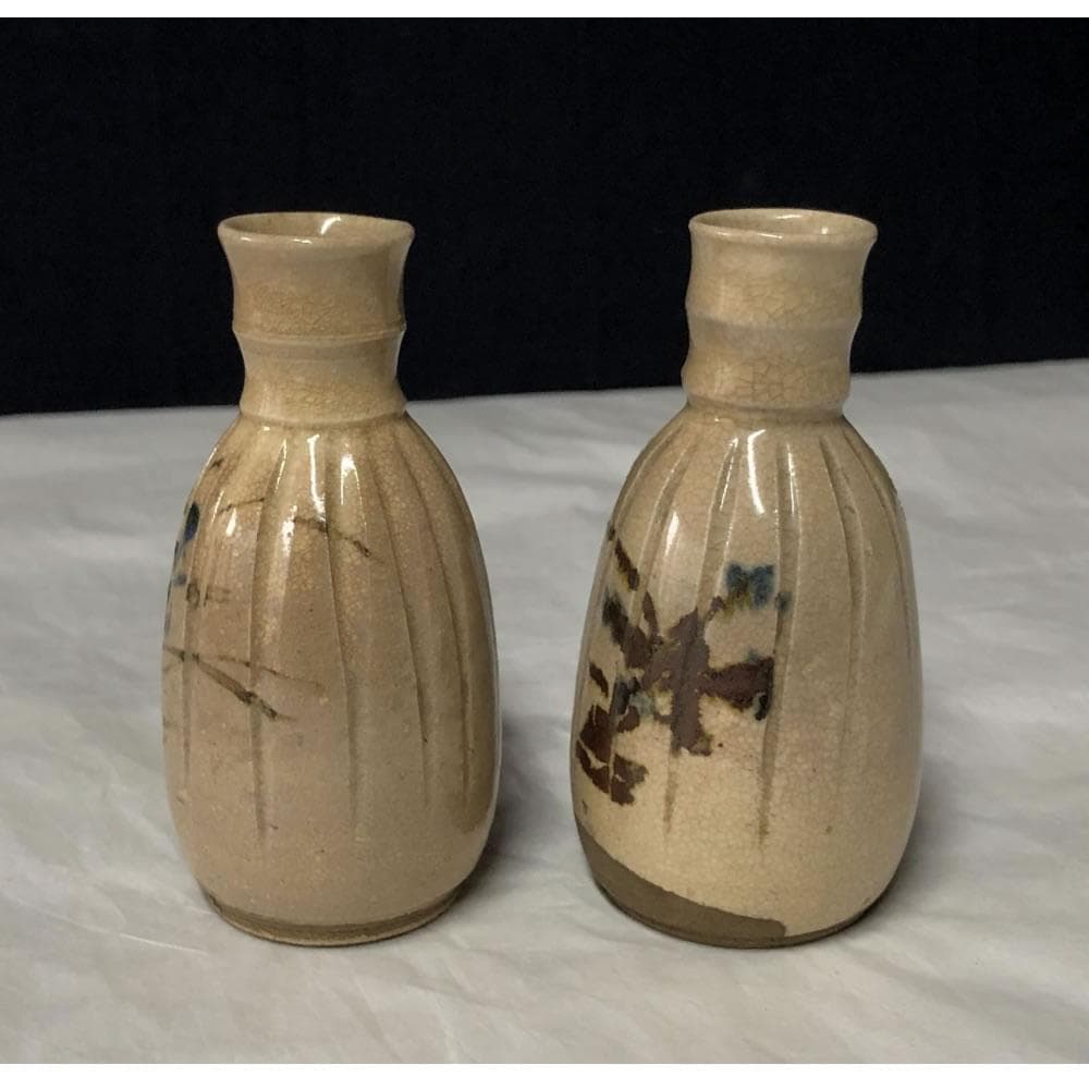 e2259 古清水 茶筅形 徳利 一対 高さ9cm 木箱入り 茶筅徳利