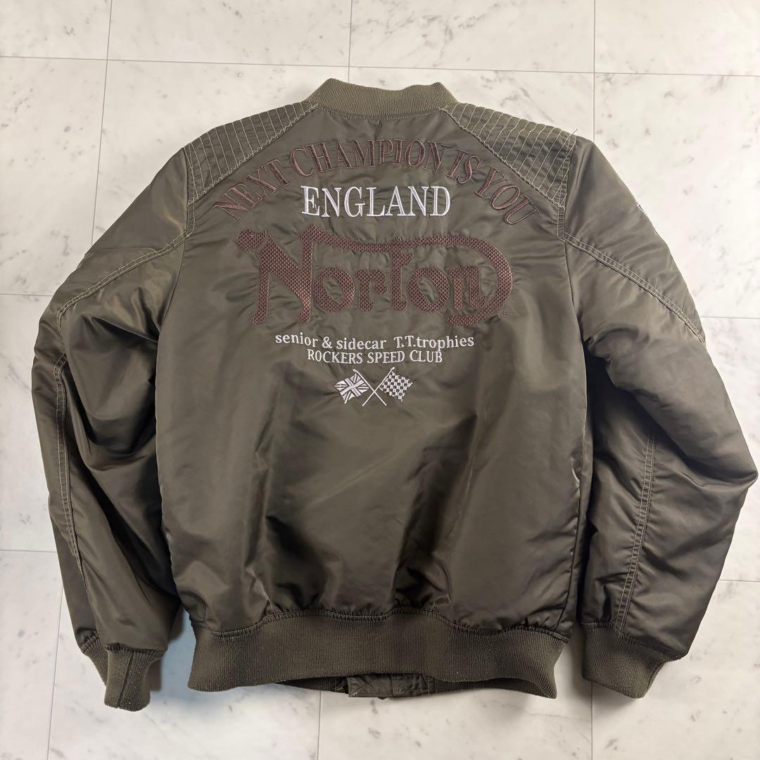 【美品】 Norton MA-1 サイズL 刺繍 カーキ フライトジャケット