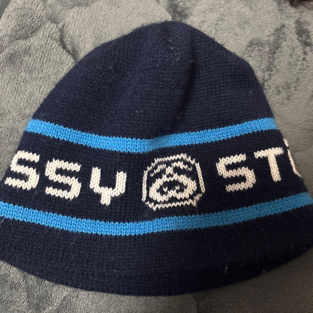 ★美品★ STÜSSY ニット帽 ネイビー　ビーニー