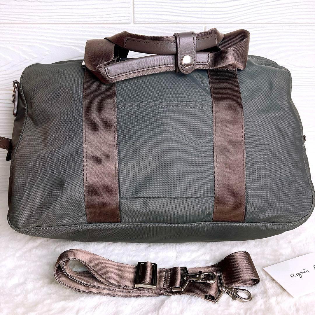 美品☆agnes b. アニエスベー 2wayボストン ショルダーバッグ カーキ