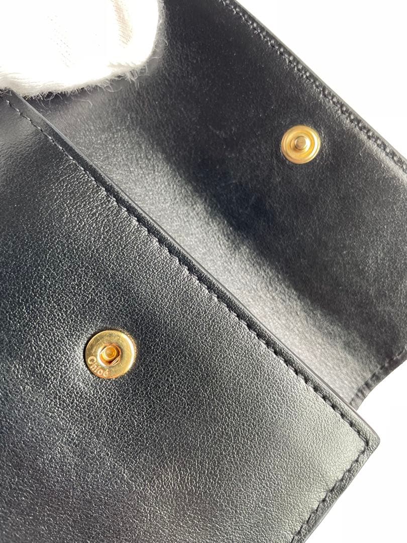 Chloe クロエ 三つ折り財布 ブラック コンパクトウォレット ミニ財布 黒