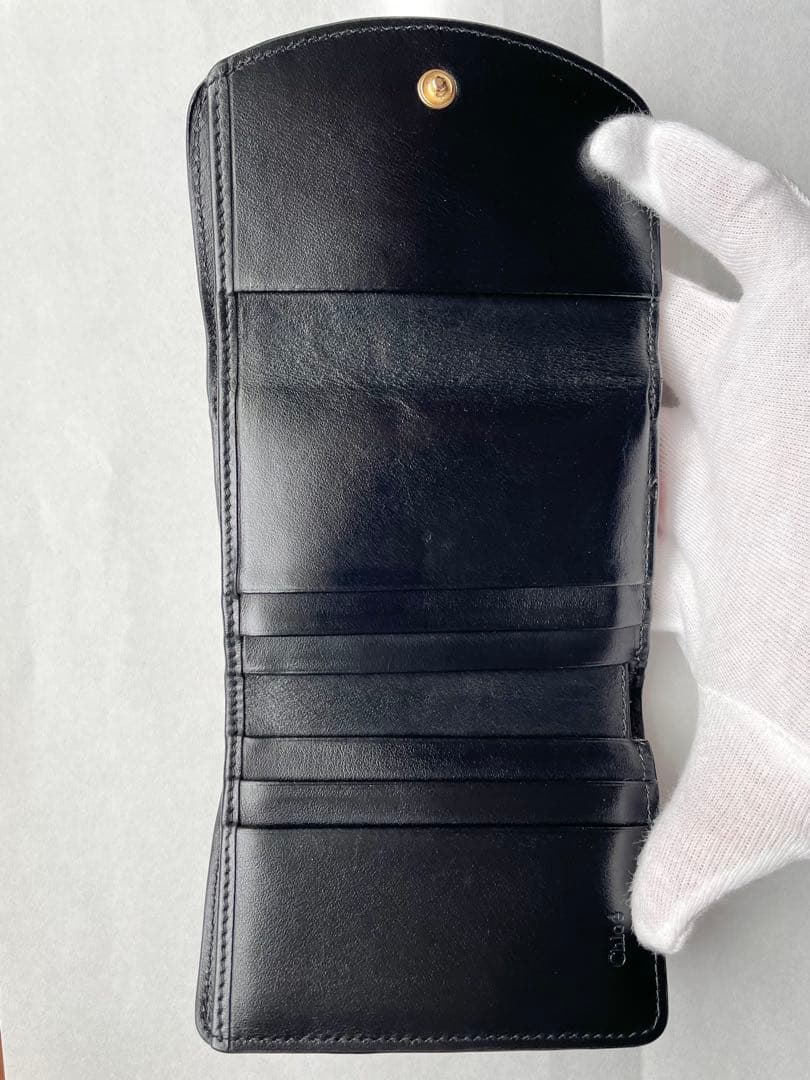 Chloe クロエ 三つ折り財布 ブラック コンパクトウォレット ミニ財布 黒
