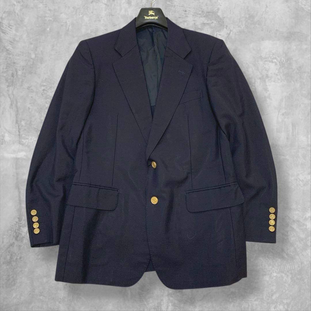バーバリー Burberry's テーラードジャケット 金ボタン 紺ブレ モヘヤ