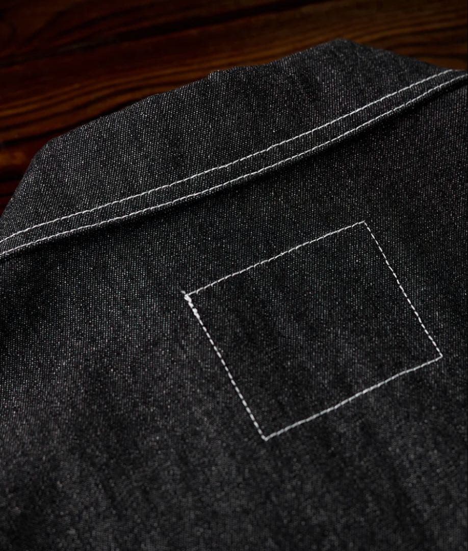 KARAKU カラク 肘パッチ　イカリ刺繍ショールカラーデニムジャケット